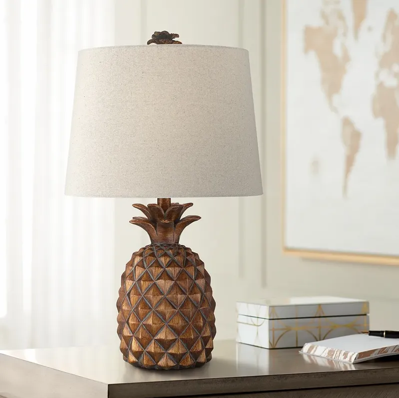 Regency Hill Paget 23 3/4" Brown Pineapple Accent Table Lamp