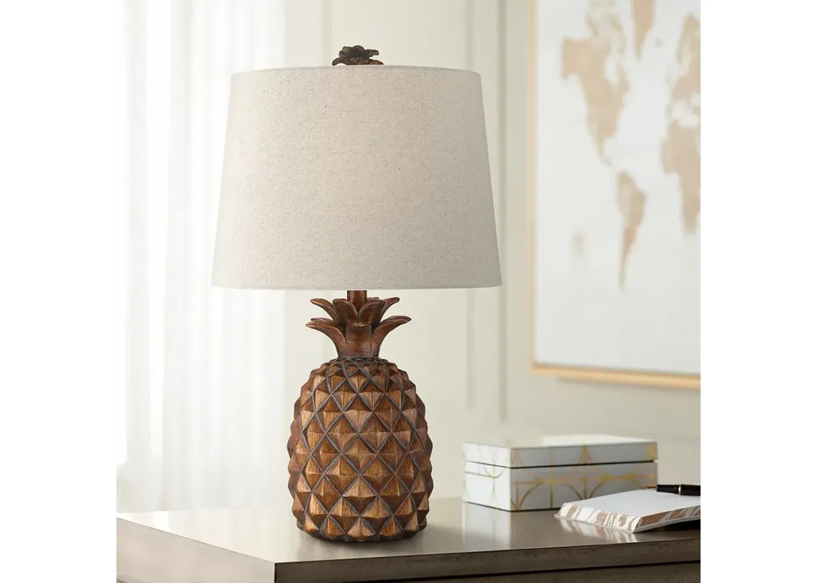 Regency Hill Paget 23 3/4" Brown Pineapple Accent Table Lamp