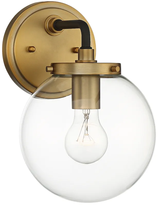 Possini Euro Fairling 10 1/2" High Gold Glass Globe Wall Sconce