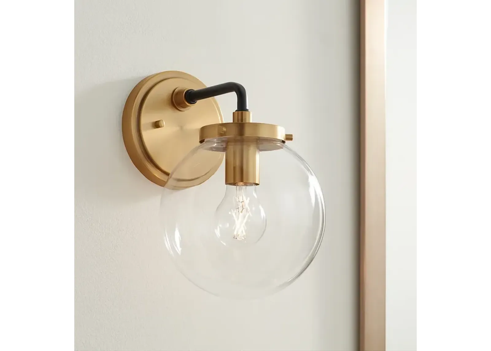 Possini Euro Fairling 10 1/2" High Gold Glass Globe Wall Sconce