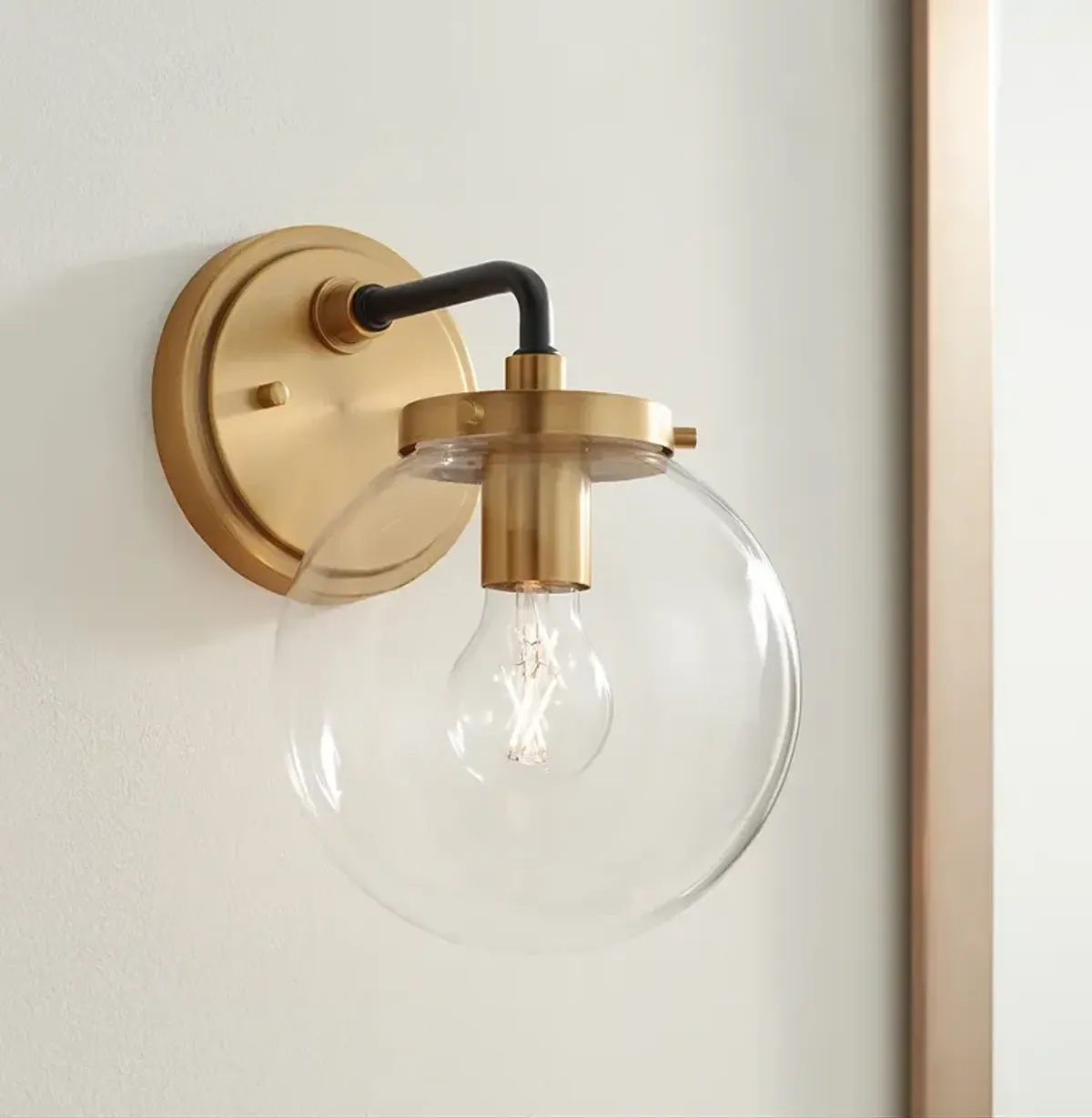 Possini Euro Fairling 10 1/2" High Gold Glass Globe Wall Sconce