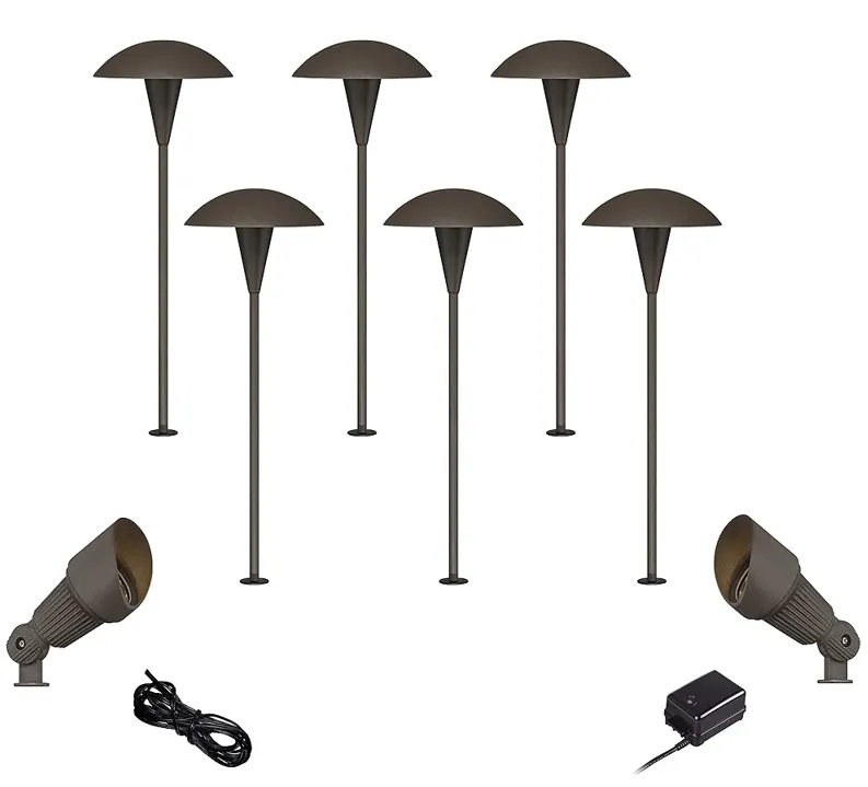 Mushroom Bronze 10-Piece Outdoor LED Landscape Lighting Set