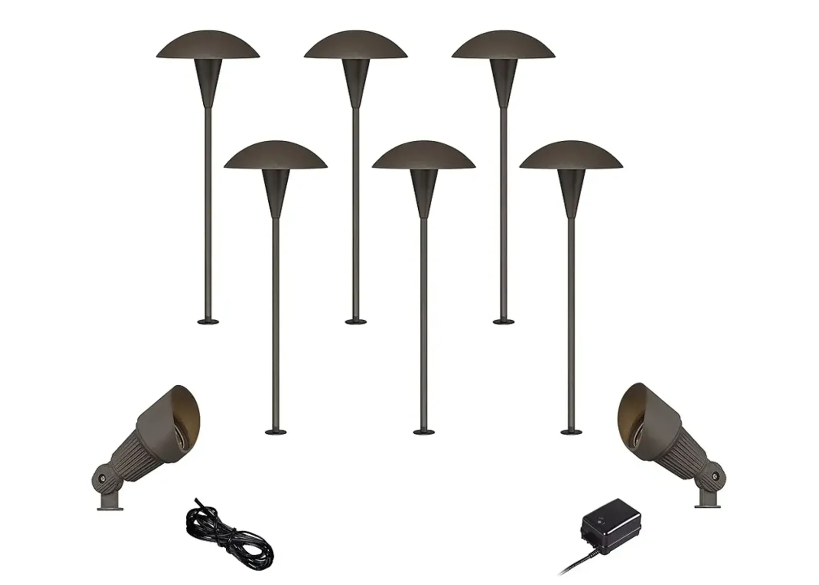 Mushroom Bronze 10-Piece Outdoor LED Landscape Lighting Set