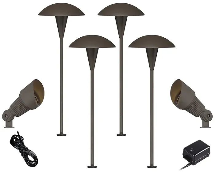 Mushroom Bronze and Spotlight 8-Piece LED Landscape Set