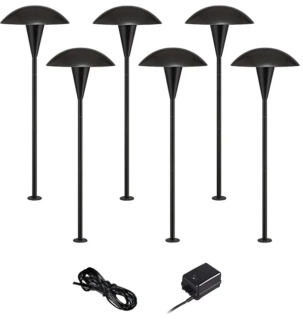 Mushroom Black 8-Piece Outdoor LED Landscape Lighting Set