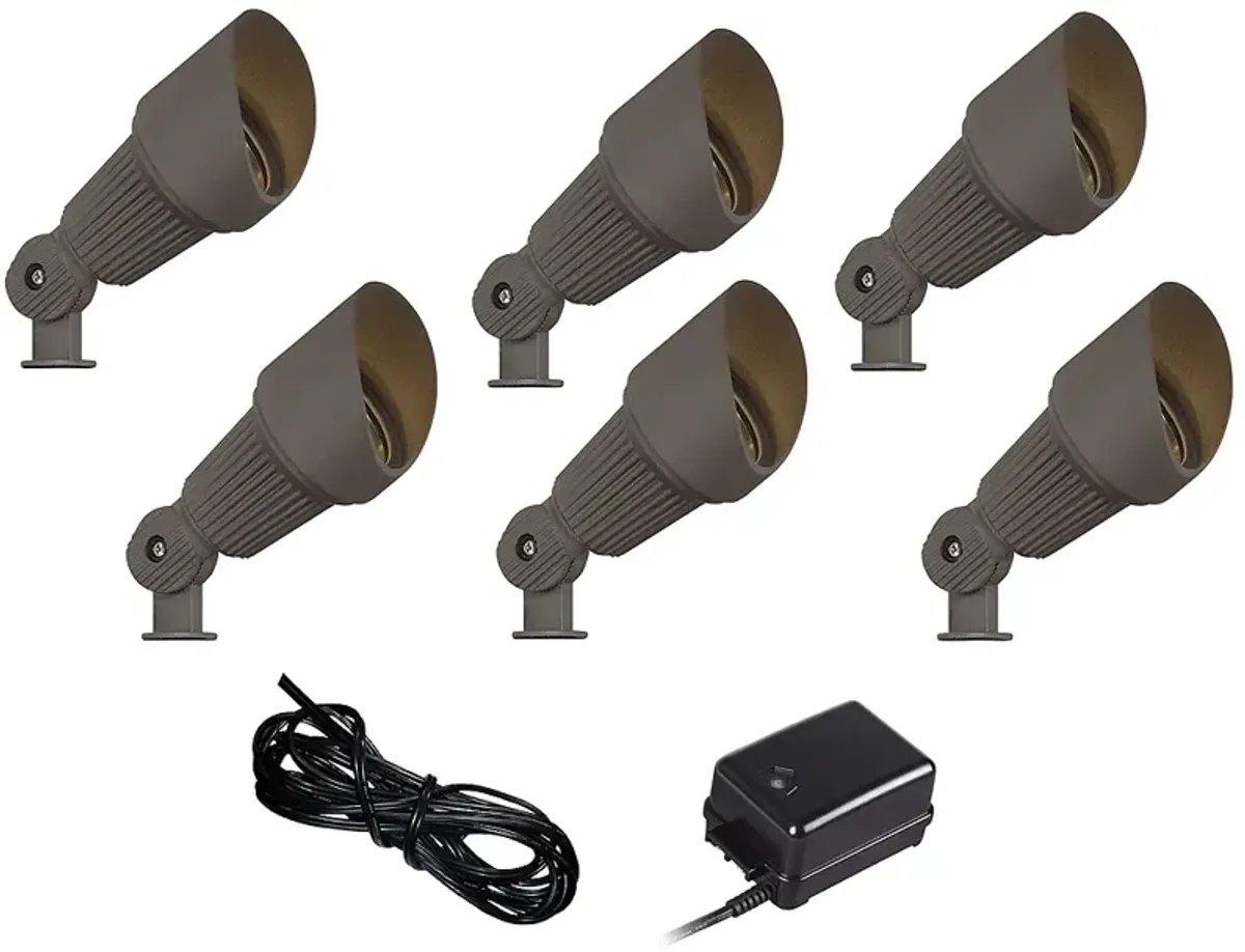 Bronze Spotlight 6-Piece Outdoor LED Landscape Lighting Set