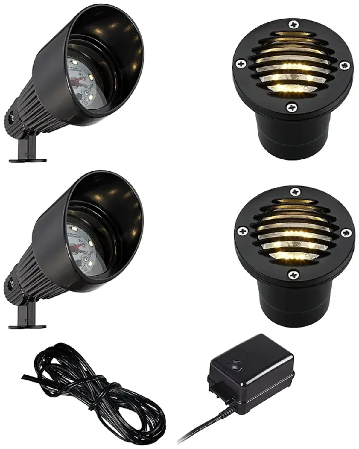 Black LED Spot and Small In-Ground Complete Landscape Kit