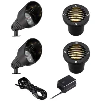 Black LED Spot and Small In-Ground Complete Landscape Kit