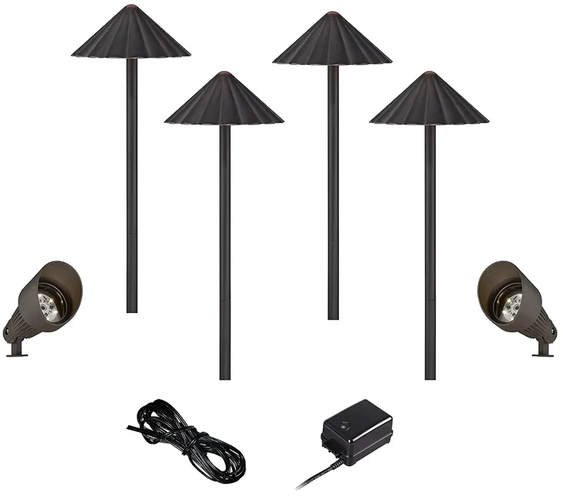 LED Bronze Spot and Scalloped Path Light Landscape Kit