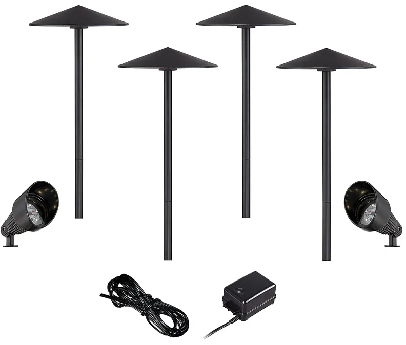 Black LED Spot and Dome Path Light Landscape Kit