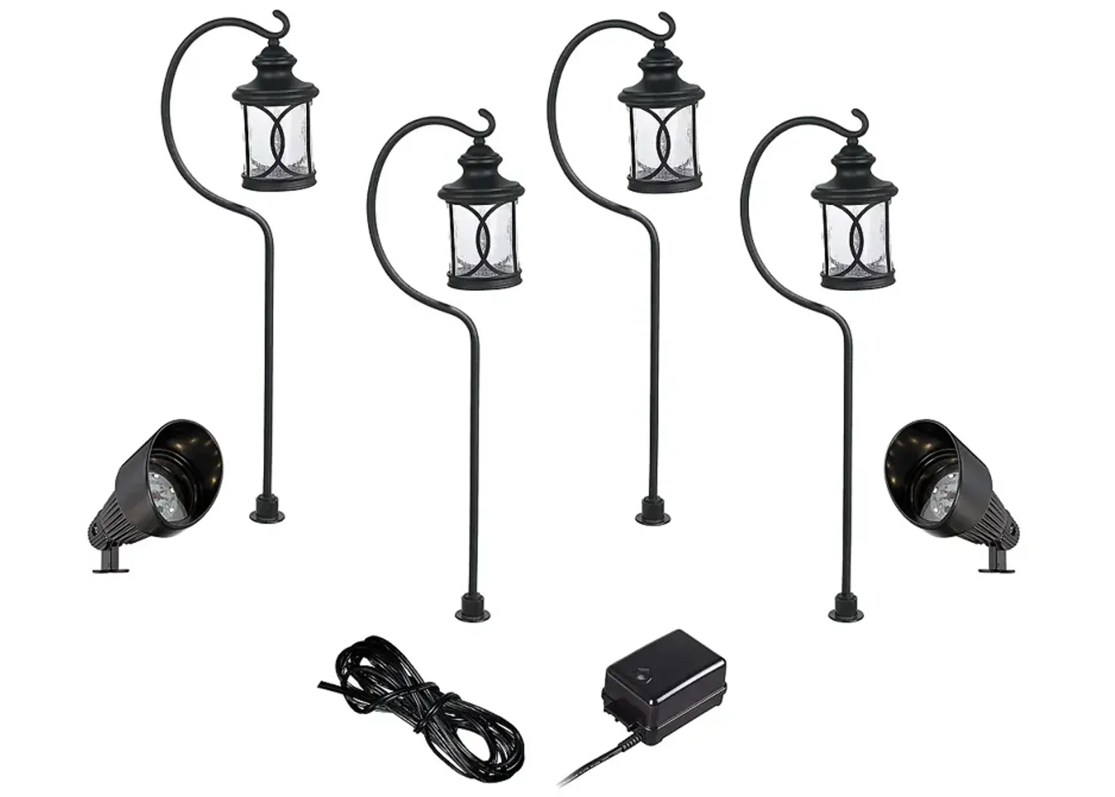 Capistrano Black 4-Path 2-Spot LED Landscape Lighting Kit