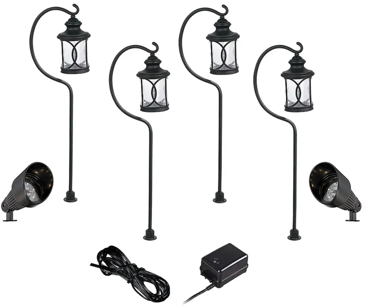 Capistrano Black 4-Path 2-Spot LED Landscape Lighting Kit