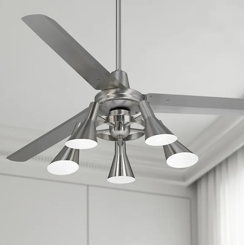 60" Casa Turbina DC Brushed Nickel 5-Light LED Ceiling Fan with Remote