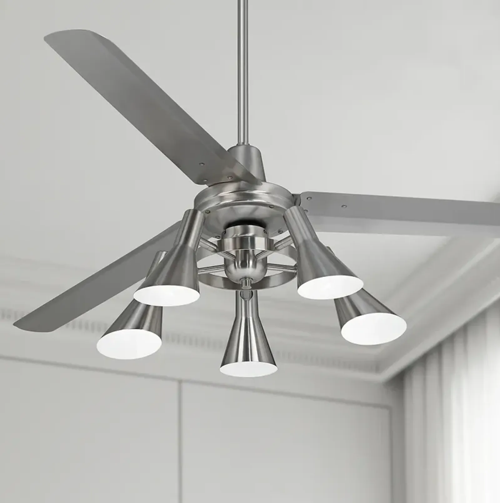 60" Casa Turbina DC Brushed Nickel 5-Light LED Ceiling Fan with Remote