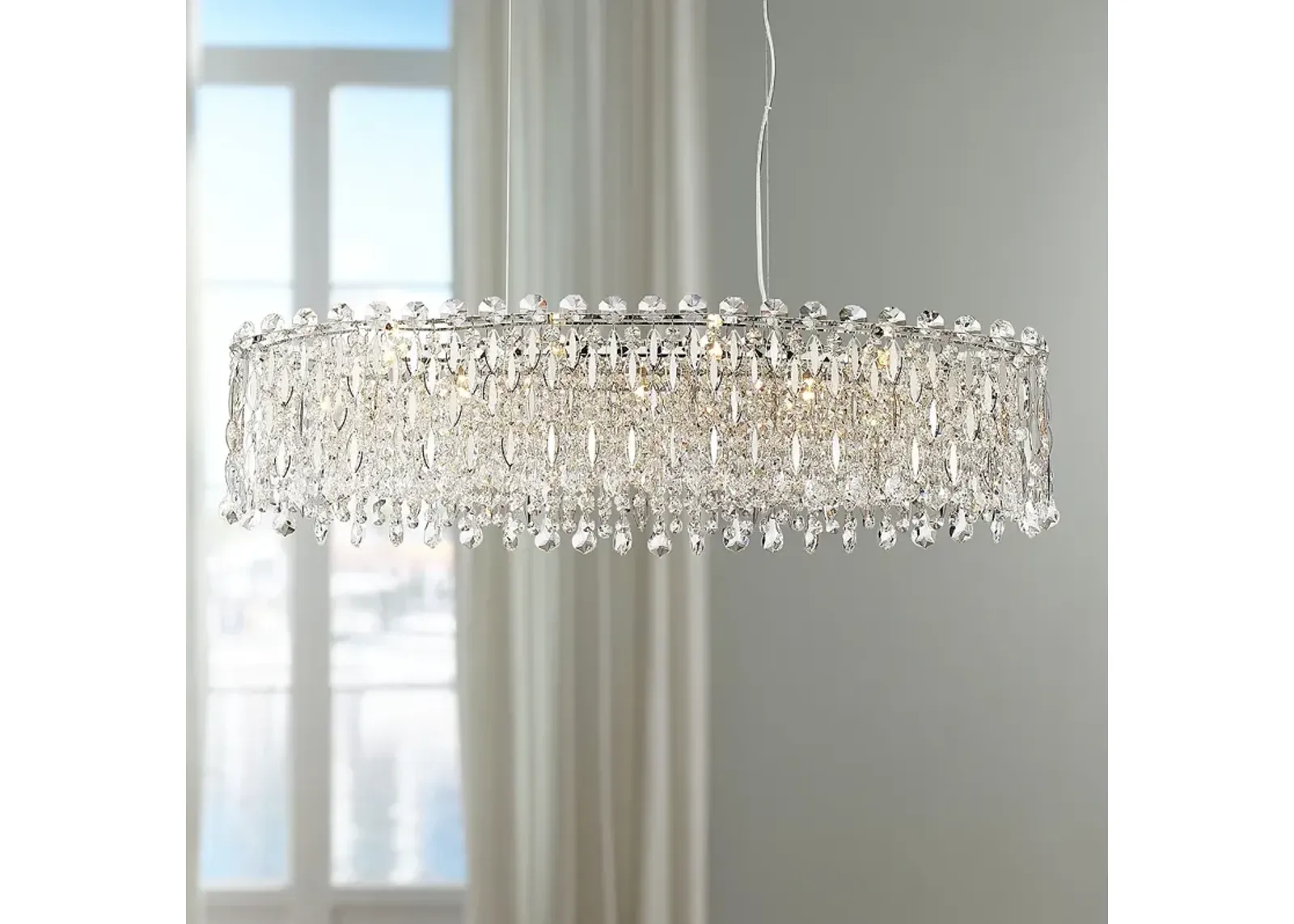 Possini Euro Alyssa 36 1/2" Wide Crystal LED Oval Pendant Chandelier