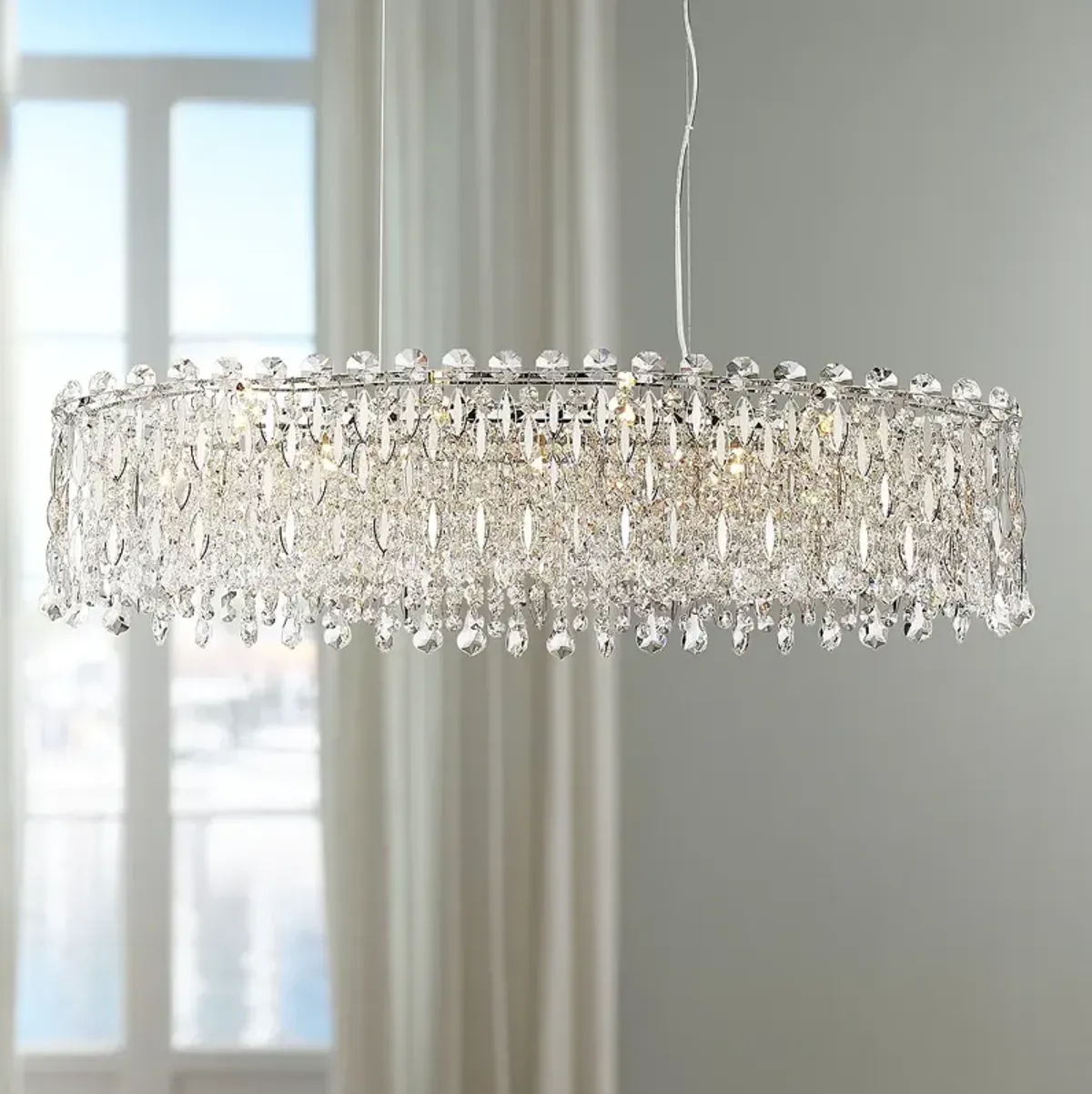 Possini Euro Alyssa 36 1/2" Wide Crystal LED Oval Pendant Chandelier