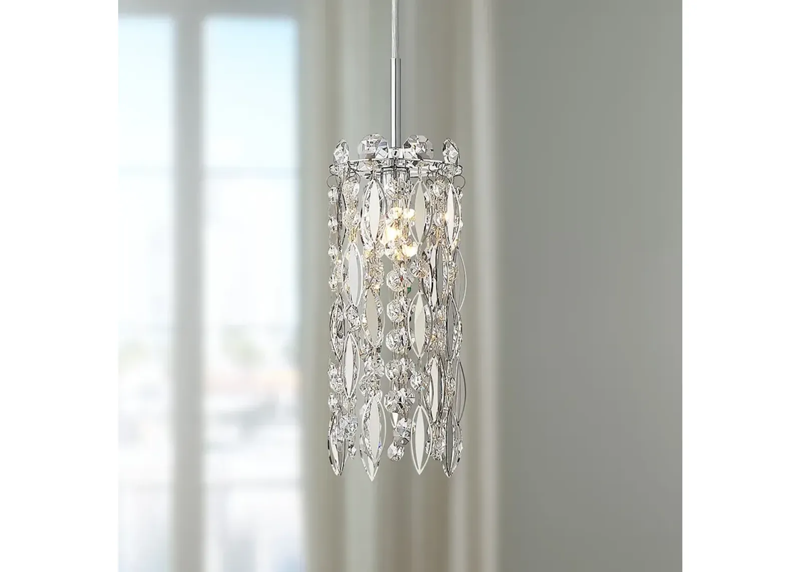 Possini Euro Alyssa 4" Wide Chrome and Crystal LED Mini Pendant Light