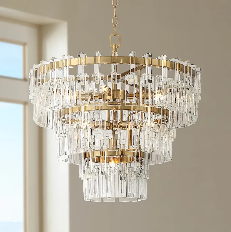 Vienna Full Spectrum Luxum 23 1/2" Brass 8-Light Crystal Chandelier