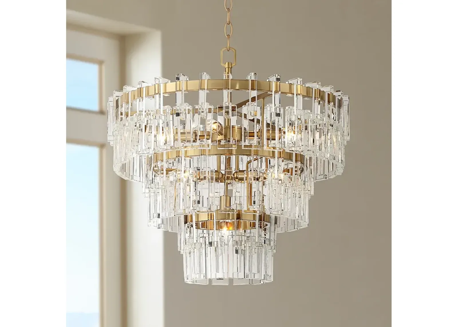 Vienna Full Spectrum Luxum 23 1/2" Brass 8-Light Crystal Chandelier