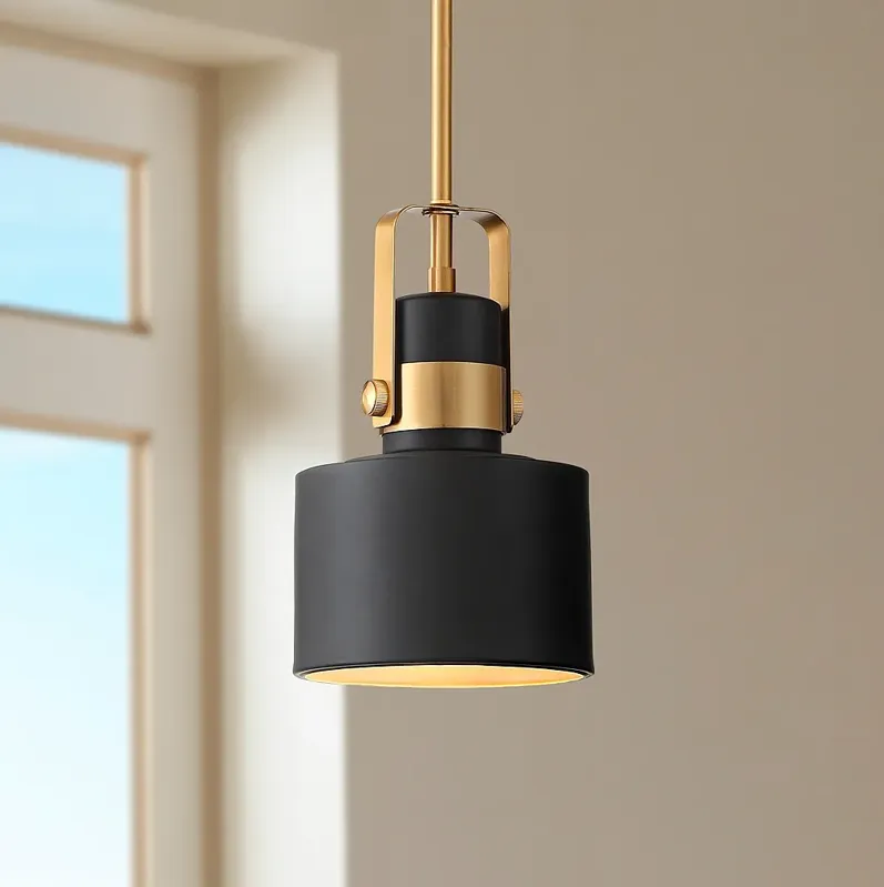 Possini Euro Courtney 6 1/2" Wide Black and Gold Mini Pendant Light