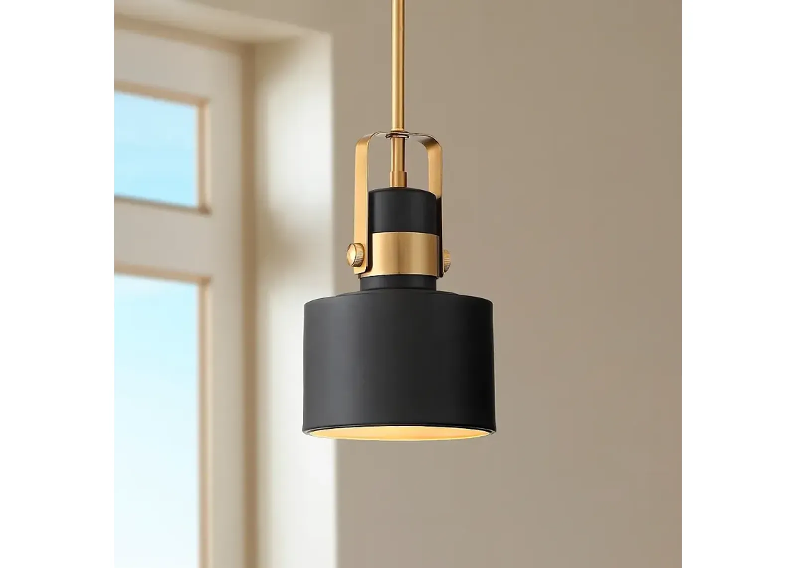 Possini Euro Courtney 6 1/2" Wide Black and Gold Mini Pendant Light