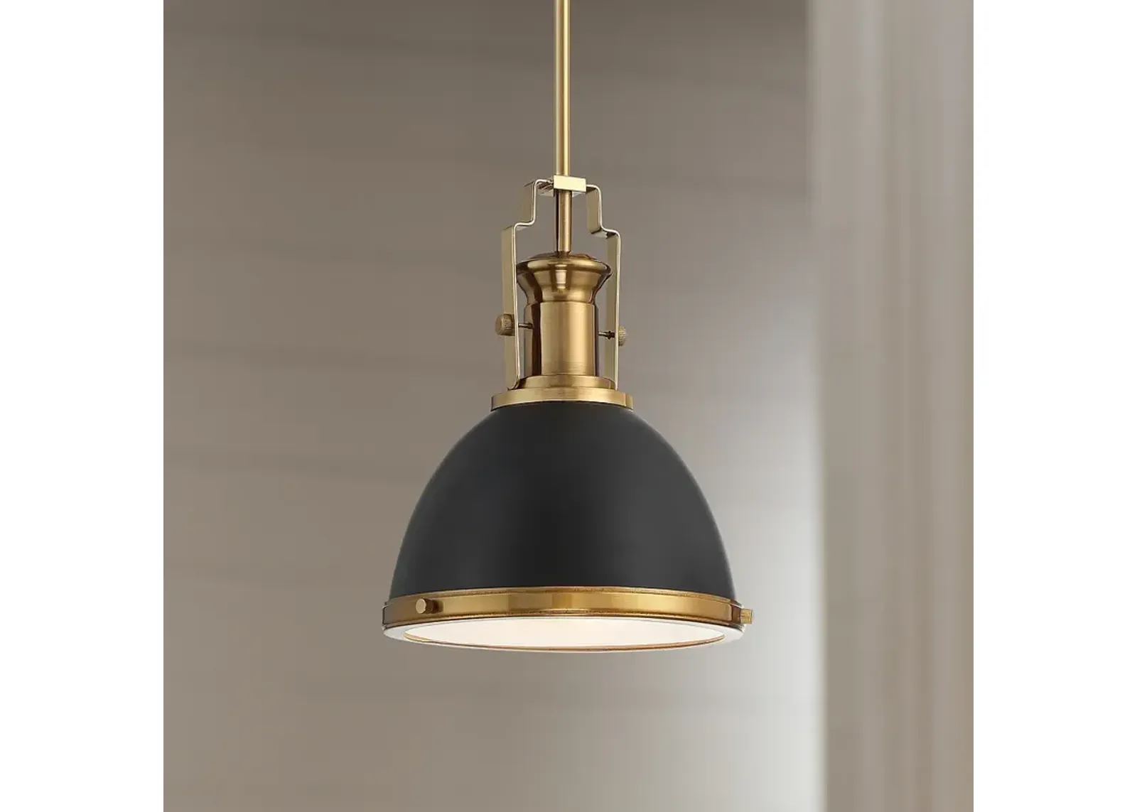 Possini Euro Posey 9 3/4" Wide Black and Brass Dome Mini Pendant