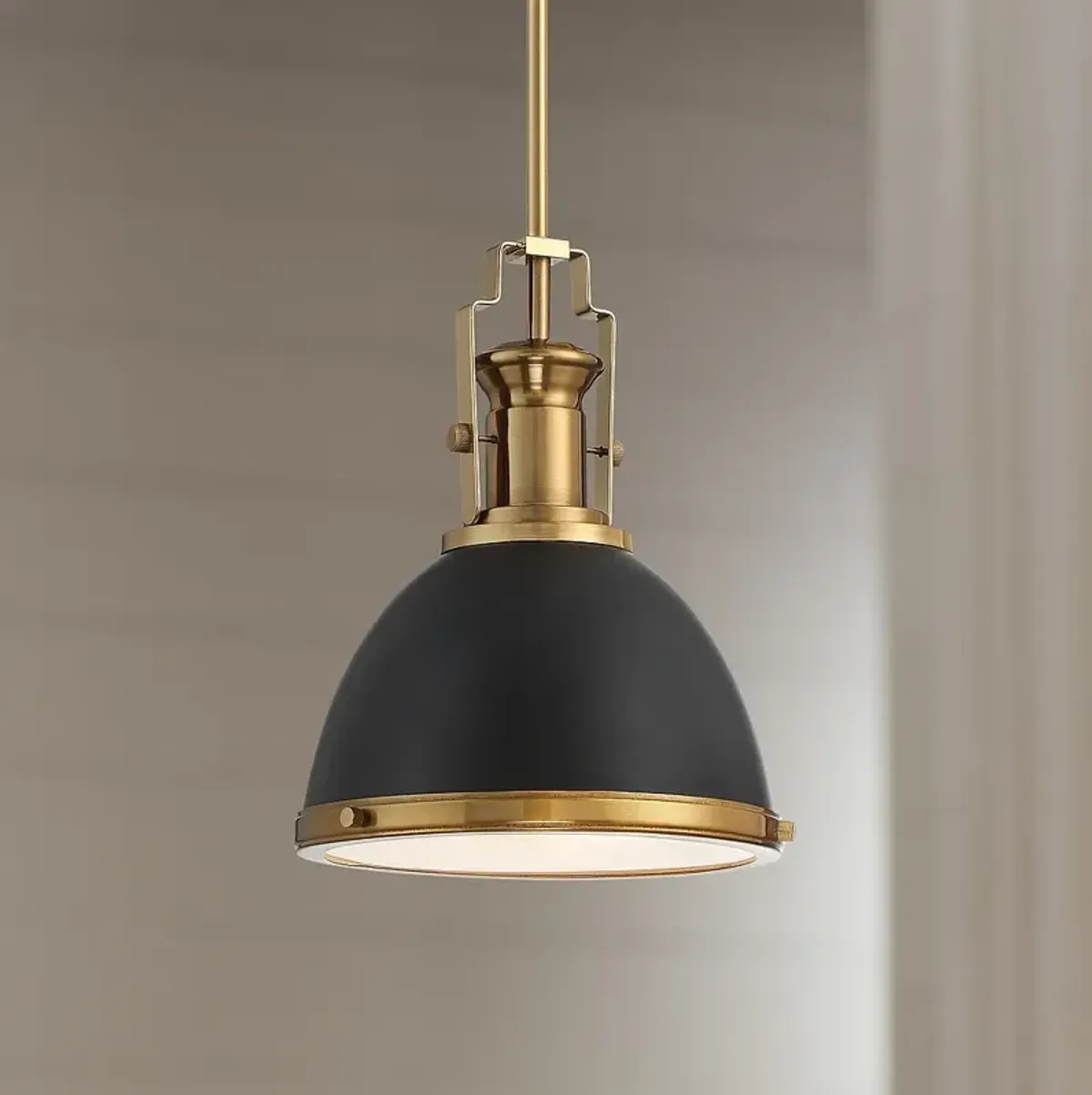 Possini Euro Posey 9 3/4" Wide Black and Brass Dome Mini Pendant