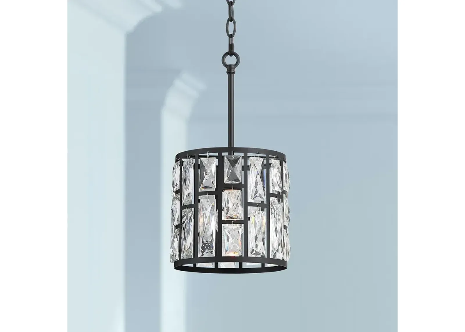 Vienna Full Spectrum Sofie 8" Black and Crystal Mini Pendant Light