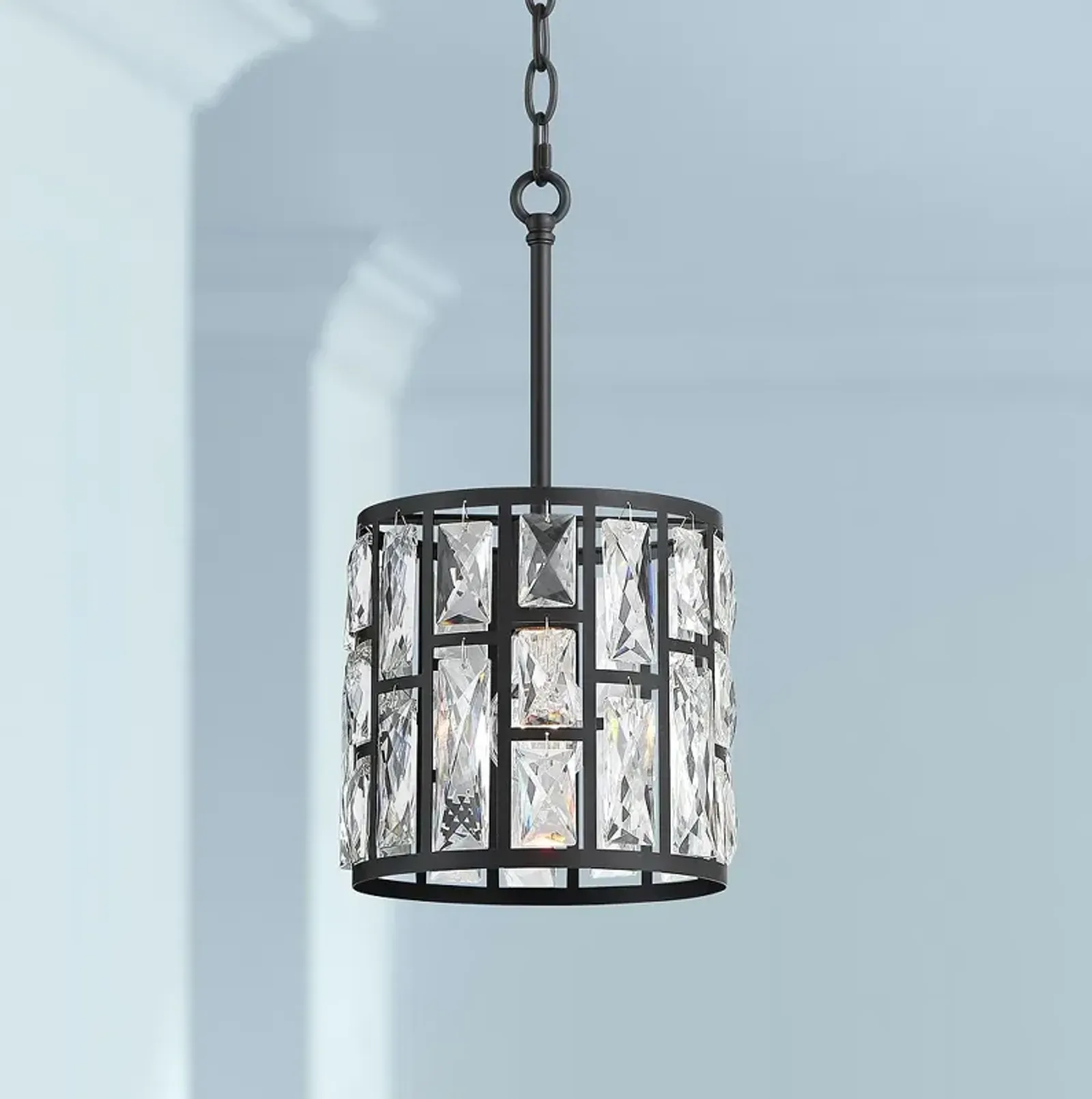 Vienna Full Spectrum Sofie 8" Black and Crystal Mini Pendant Light