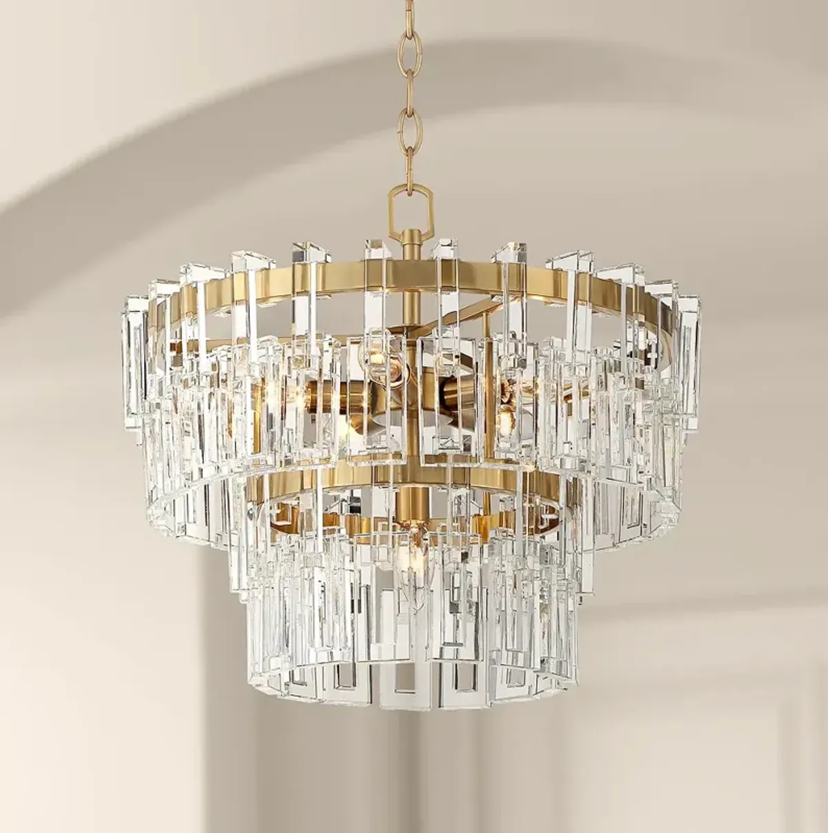 Vienna Full Spectrum Luxum 18 3/4" Brass and Crystal Pendant Light