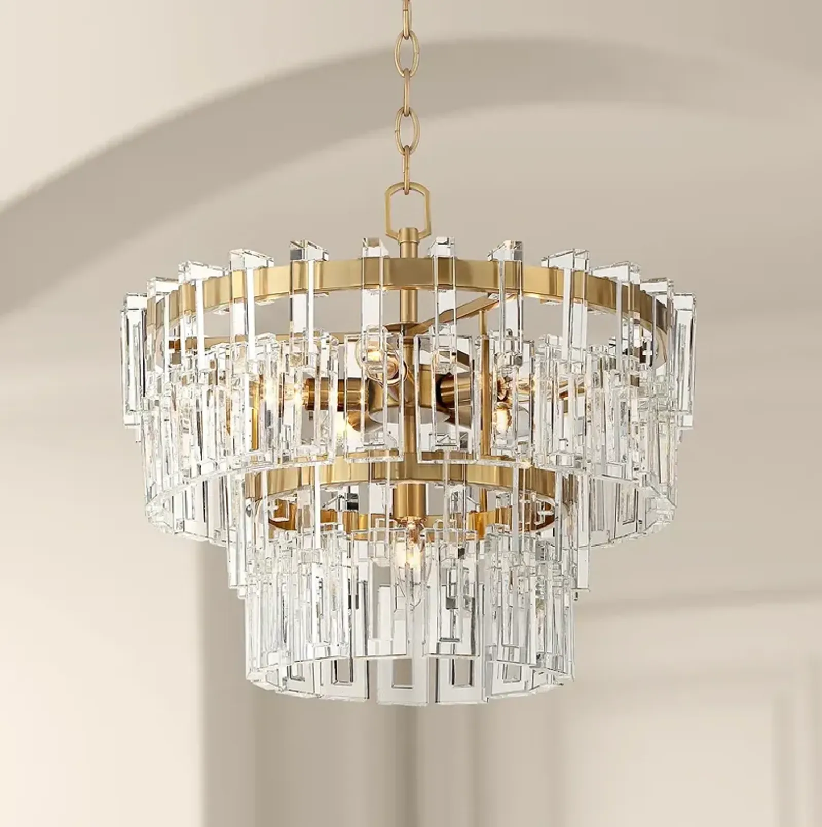 Vienna Full Spectrum Luxum 18 3/4" Brass and Crystal Pendant Light