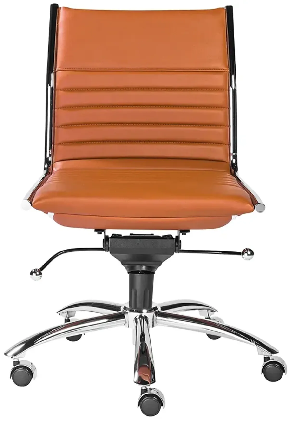 Dirk Cognac Leatherette Armless Low Back Office Chair