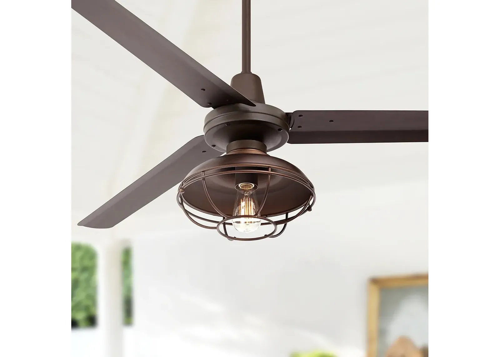 60" Turbina DC LED Bronze Damp Ceiling Fan with Remote