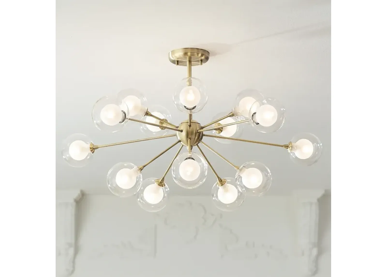 Possini Euro Nimbus 30 1/2" 15-Light Glass Brass Sputnik Ceiling Light