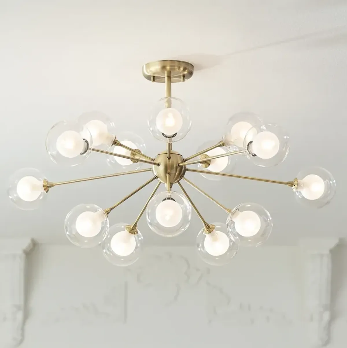 Possini Euro Nimbus 30 1/2" 15-Light Glass Brass Sputnik Ceiling Light