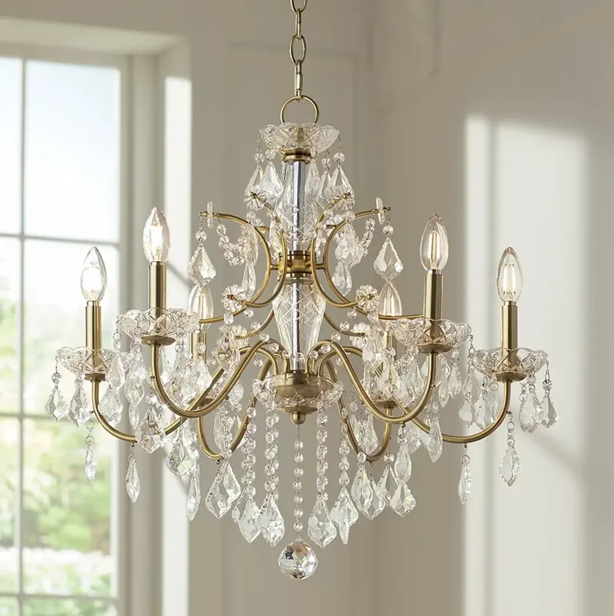 Vienna Full Spectrum DeMallo 26" Gold 6-Light Crystal Chandelier