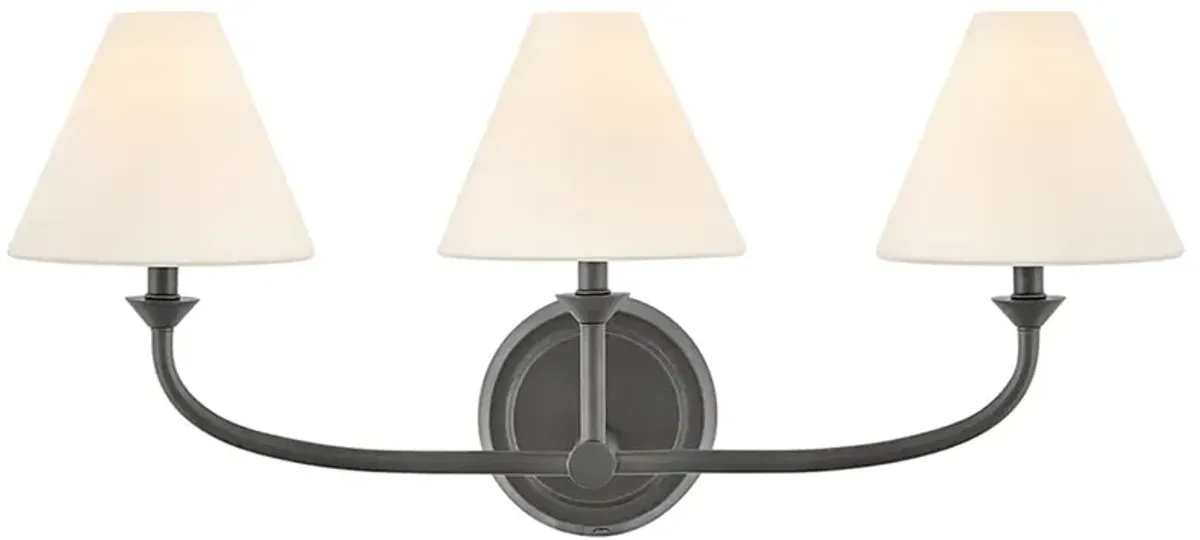 Hinkley Bath Greta Medium Three Light Vanity 24" Blackened Brass