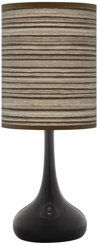 Cedar Zebrawood Giclee Black Droplet Table Lamp