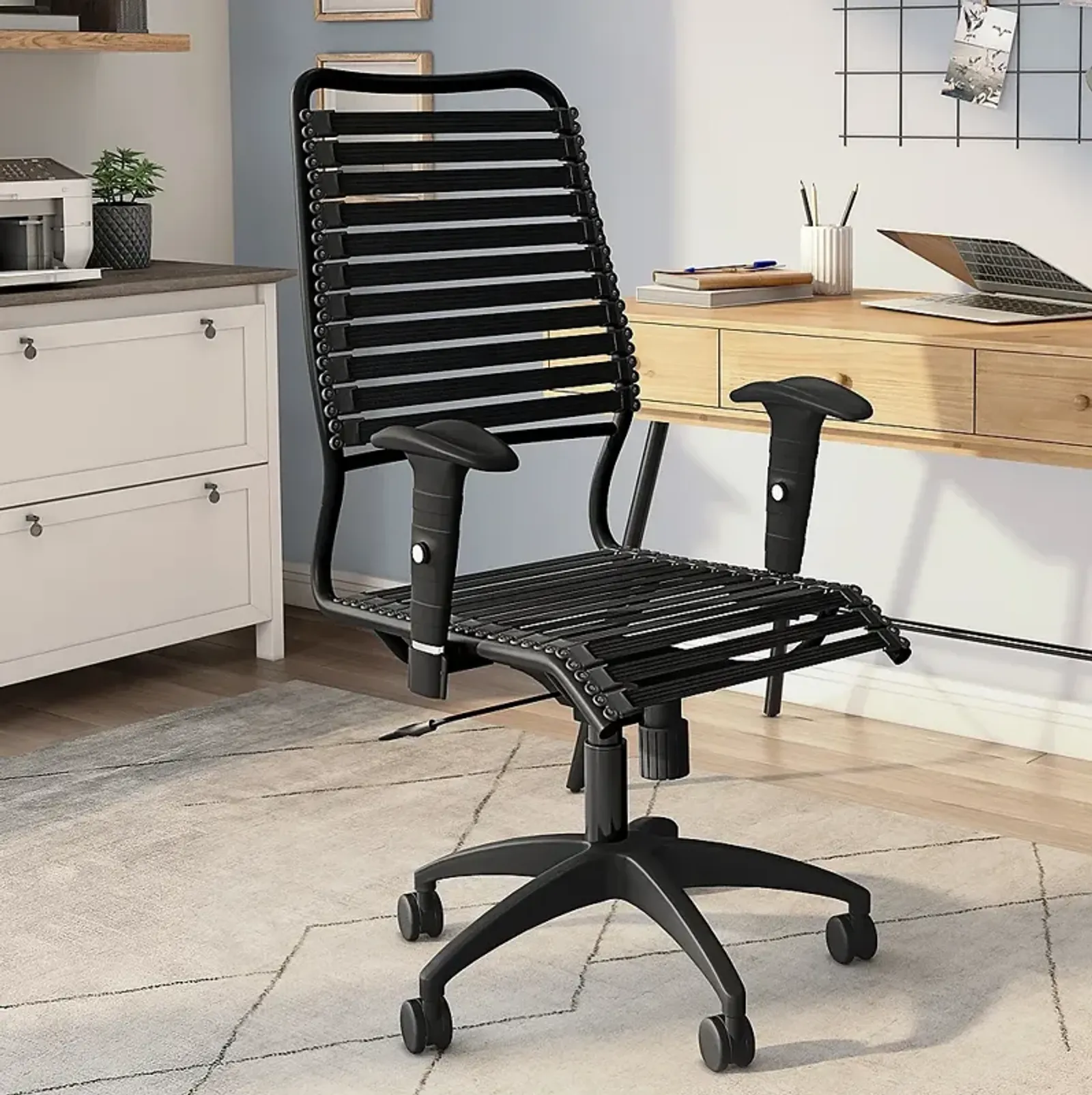 Baba Black Adjustable Swivel Office Chair