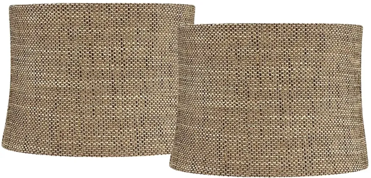 Charcoal Brown Set of 2 Drum Lamp Shades 13x14x10 (Spider)