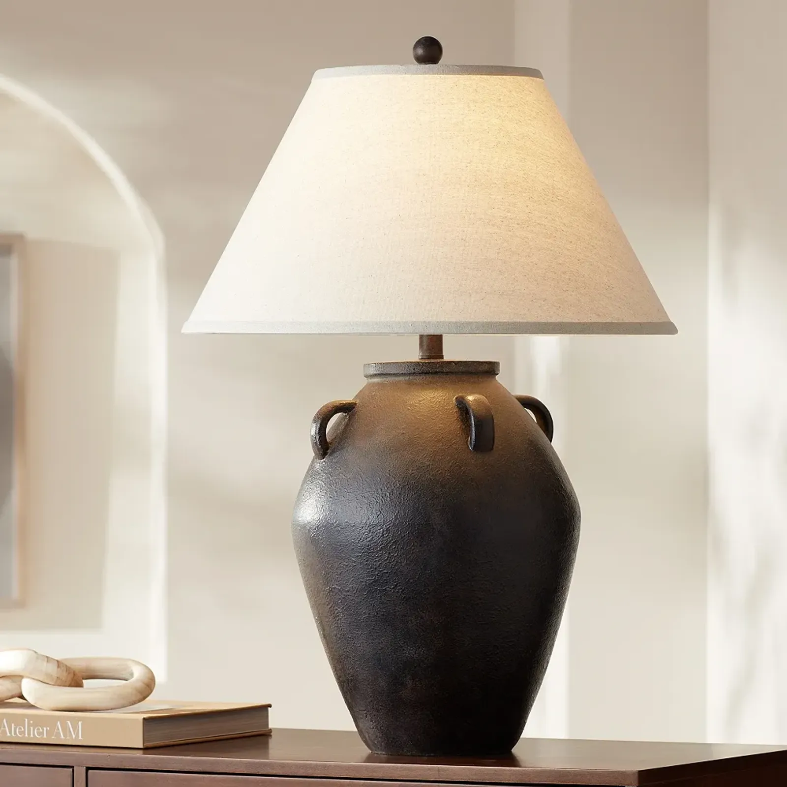 Pacific Coast Lighting Ria 28 1/2" Black Terracotta Jug Table Lamp