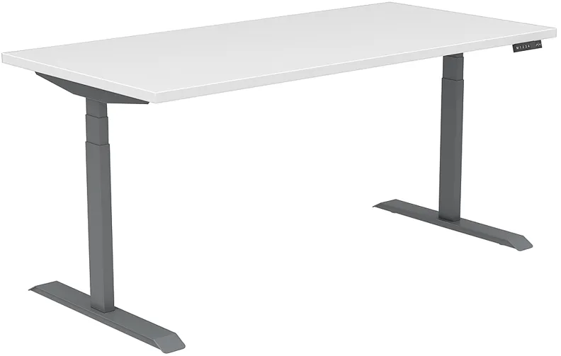 Braeden 60"W White Gray Adjustable Stand-Up Desk with USB
