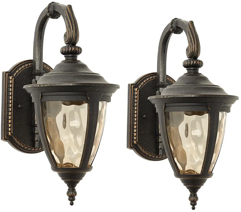 Bellagio 13 1/2" High Bronze Downbridge Outdoor Wall Lights Set of 2