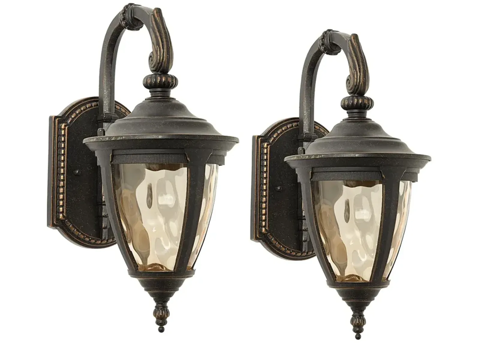 Bellagio 13 1/2" High Bronze Downbridge Outdoor Wall Lights Set of 2