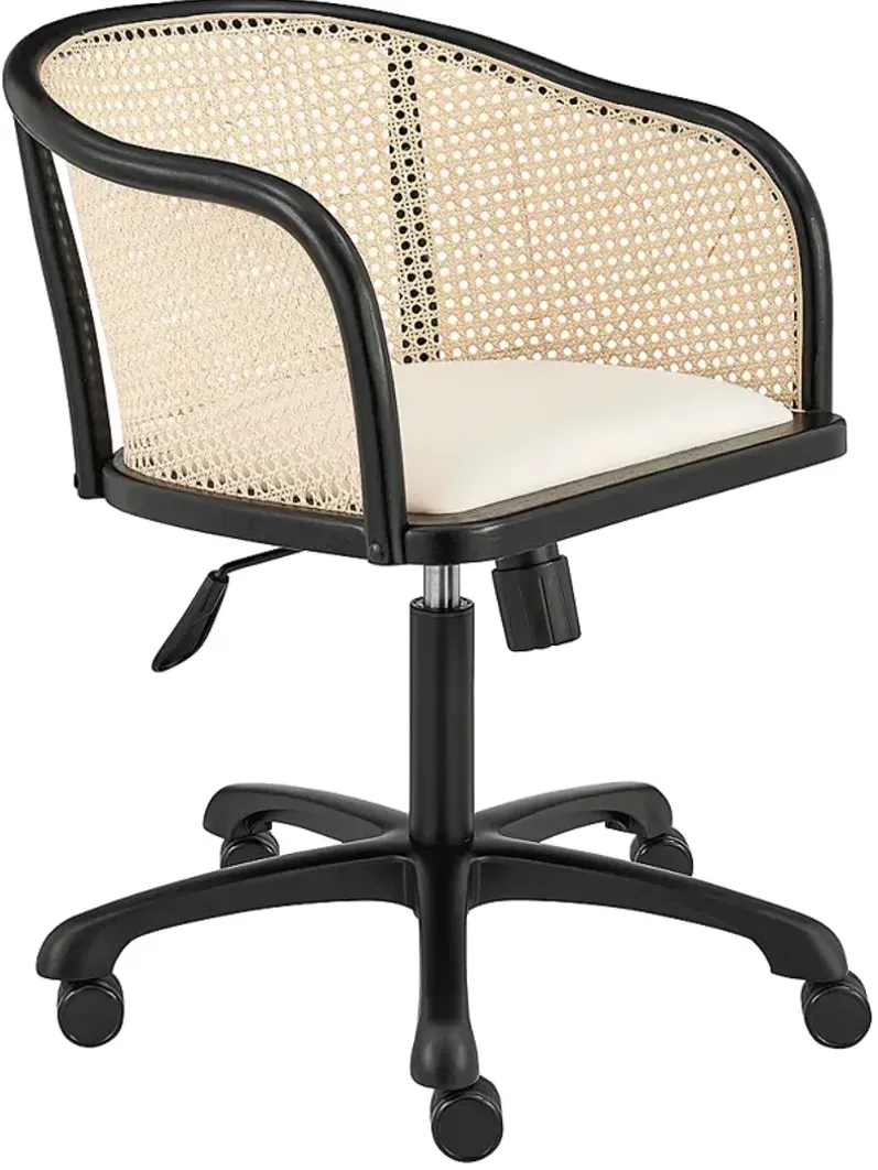Elsy Black Wood Adjustable Swivel Office Chair