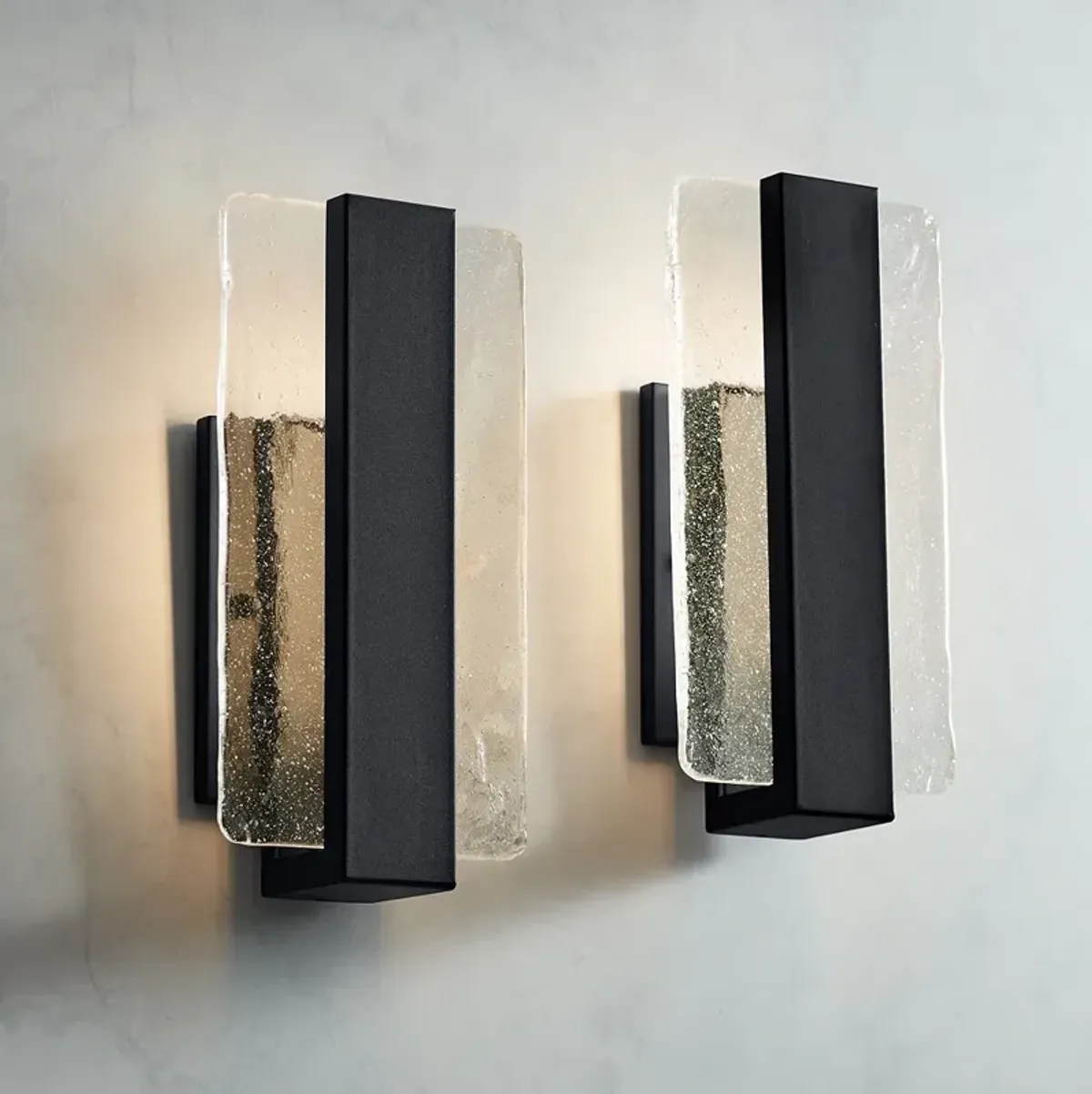 Possini Euro Cascadia 11 3/4" Black and Glass LED Sconces Set of 2