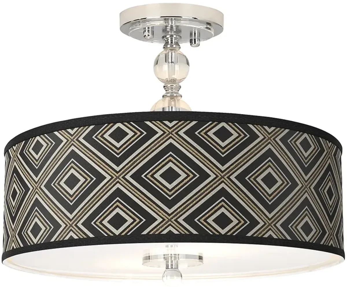 Rhythm Giclee 16"W Chrome Semi-Flush Ceiling Light