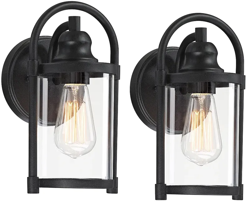 Avani 10 1/4" High Black Finish Lantern Wall Sconces Set of 2