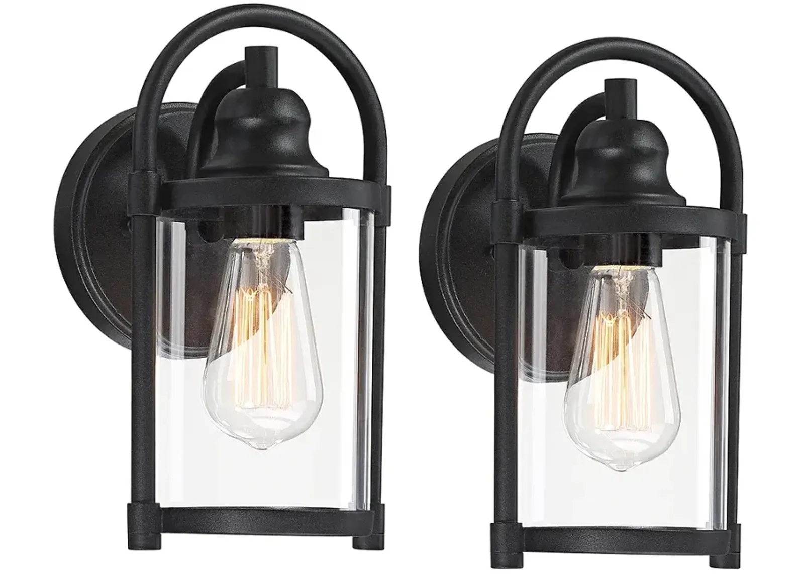 Avani 10 1/4" High Black Finish Lantern Wall Sconces Set of 2