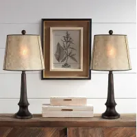 Franklin Iron Works Naomi 25" Rustic Bronze and Mica Lamps Set of 2